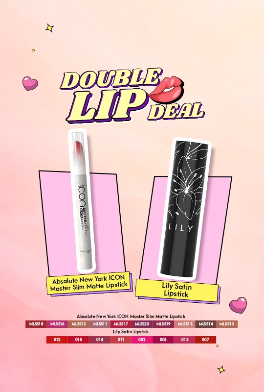 Absolute New York ICON Master Slim Matte Lipstick - Indie Pink (MLSS18) + Lily Satin Lipstick 3.9 g