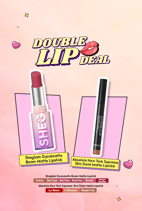 Sheglam Dynamatte Boom Matte Lipstick - Periodt + Absolute New York Supreme Slim Demi Matte Lipstick