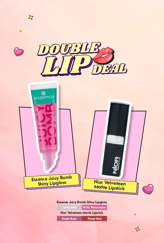 Essence Juicy Bomb Shiny Lipgloss - Witty watermelon (102) + Nior Velveteen Matte Lipstick 4.2 g