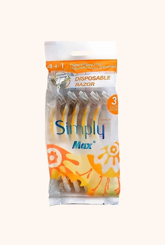 Simply Max Disposable 3 Blades Razor 4+1 pcs - Yellow