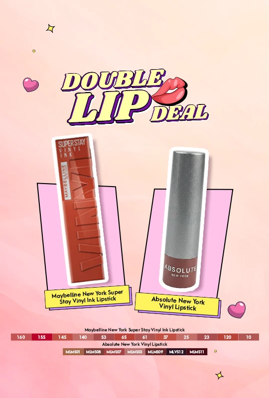 Maybelline New York Super Stay Vinyl Ink Lipstick Risky -61 + Absolute New York Vinyl Lipstick