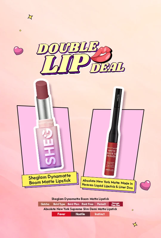 Sheglam Dynamatte Boom Matte Lipstick-Bold Plan + Absolute New York Matte Made In Heaven Liquid Lipstick & Liner Duo