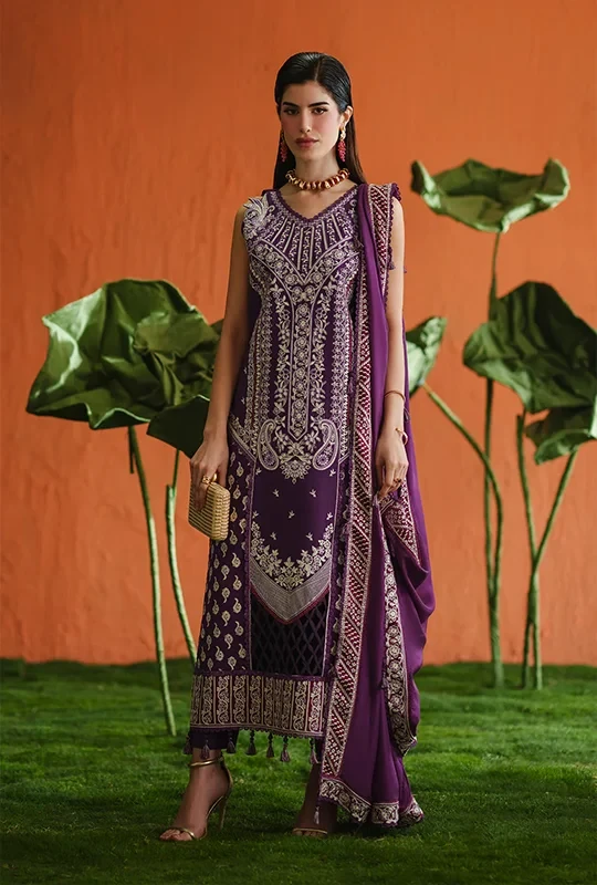 Zaira By Zariya Embroidered Lawn 26 - Plum 3pcs (Unstitched)