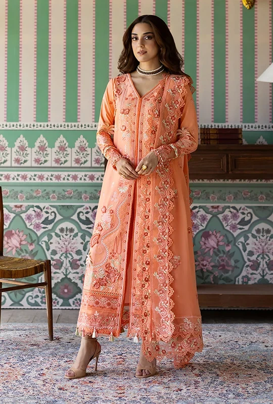 Maya Luxury Lawn 26 By Imrozia Serene Lawn - Coral Peach 3pcs (Unstitched)