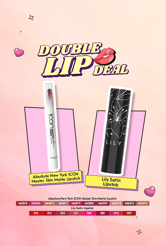 Absolute New York ICON Master Slim Matte Lipstick - Berry Crush (MLSS20) + Lily Satin Lipstick 3.9 g