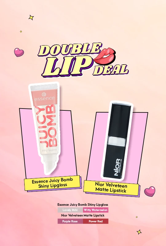 Essence Juicy Bomb Shiny Lipgloss - Lovely litchi (101) + Nior Velveteen Matte Lipstick 4.2 g