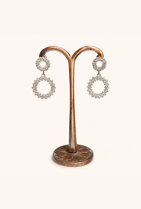 Silver Plated With White Stone Earrings
