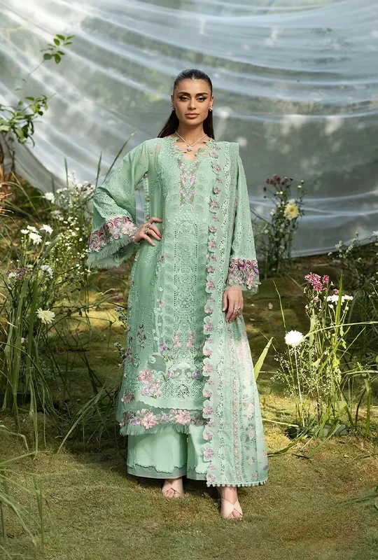 Elaf Luxury Lawn Vol-02 Embroidered - Pastel Mint 3Pcs (Unstitched)