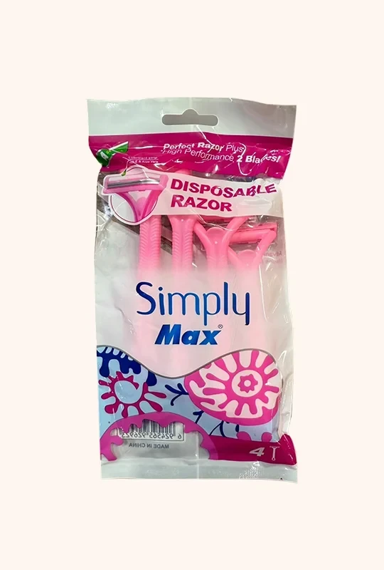 Simply Max Disposable 2 Blades Razor 4 pcs - Pink