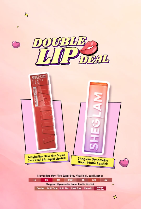 Maybelline New York Super Stay Vinyl Ink Liquid Lipstick - Mischievous (60) + Sheglam Dynamatte Boom Matte Lipstick