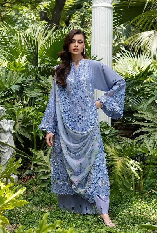 Elaf Luxury Lawn Vol-02 Embroidered - Lavender 3Pcs (Unstitched)