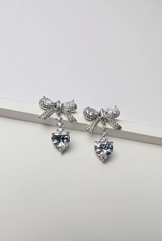 Ribbon Heart Spark Drop Earrings