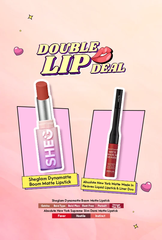 Sheglam Dynamatte Boom Matte Lipstick-Bold Type + Absolute New York Matte Made In Heaven Liquid Lipstick & Liner Duo