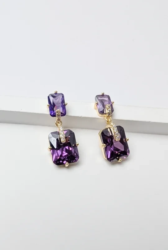 Dual Cut Drop Stud Earrings