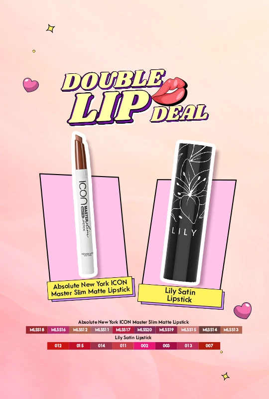 Absolute New York ICON Master Slim Matte Lipstick - Deep Nude (MLSS14) + Lily Satin Lipstick 3.9 g