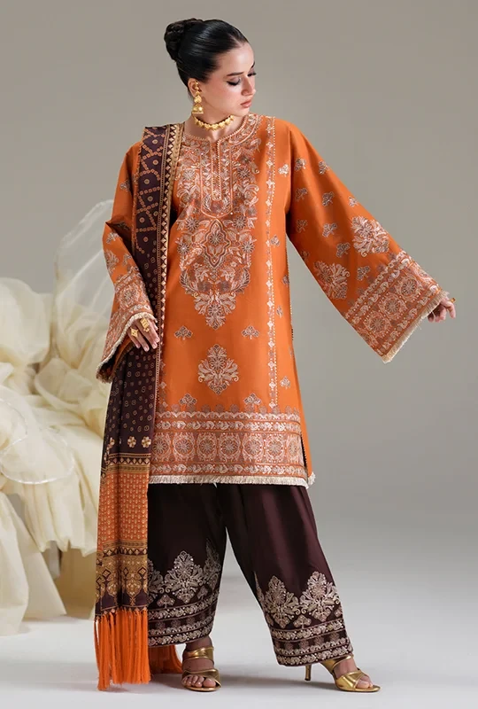 Bin Ilyas Amour Summer 26 Lawn -Rustic Orange 3pcs (Unstitched)