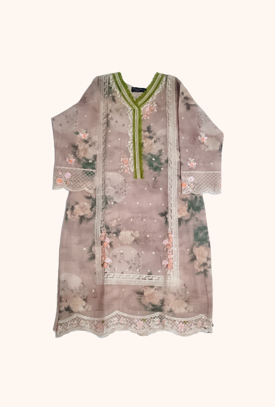 Bin-Saeed Organza Print Inner Inspired Three Pcs