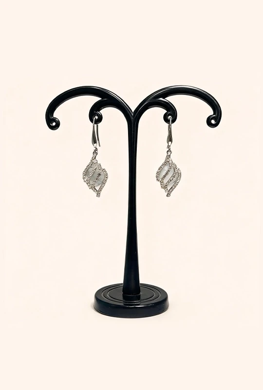 Golden & Silver Metal With Stone Earrings