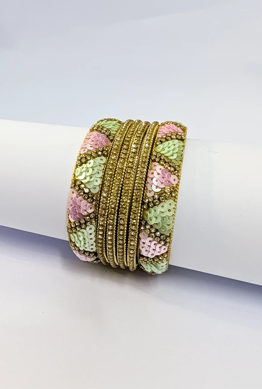 Pastel Pearl Bloom Bangle Set