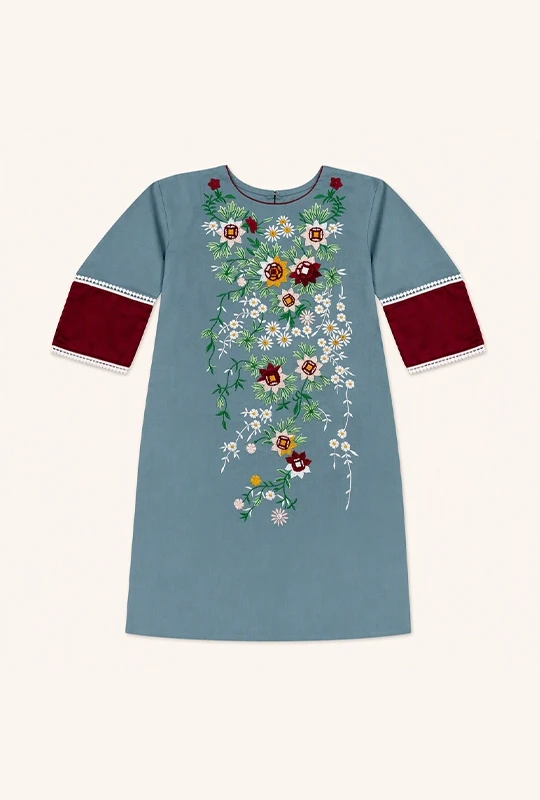 Good Vibes Floral Embo Work Co-Ord Set (Green)