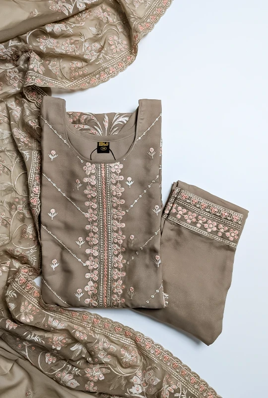 Blossom Embroidered Georgette Three Piece (DN#296) Stitched