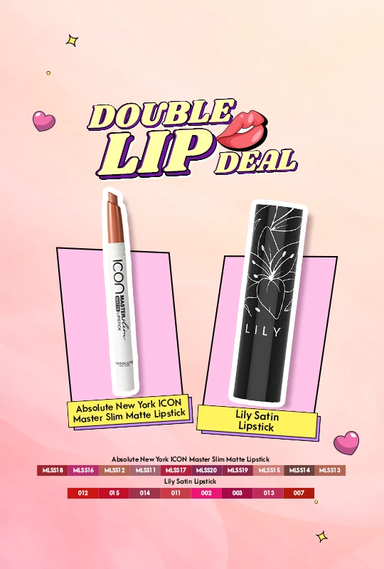 Absolute New York ICON Master Slim Matte Lipstick - Neutral Nude (MLSS13) + Lily Satin Lipstick 3.9 g