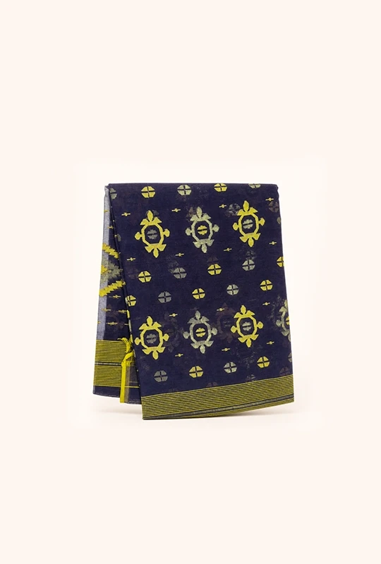 Dark Purple Half Silk Jamdani Saree