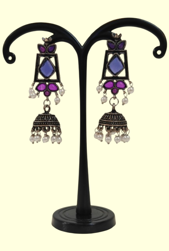 Purple Jhumka Earrings