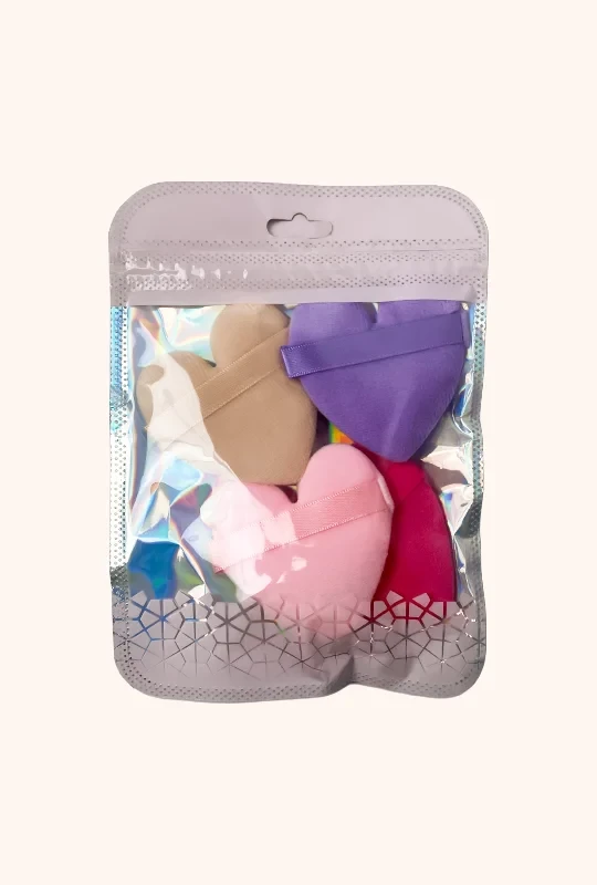 Heart Shape Makeup Puff Set - 4 pcs