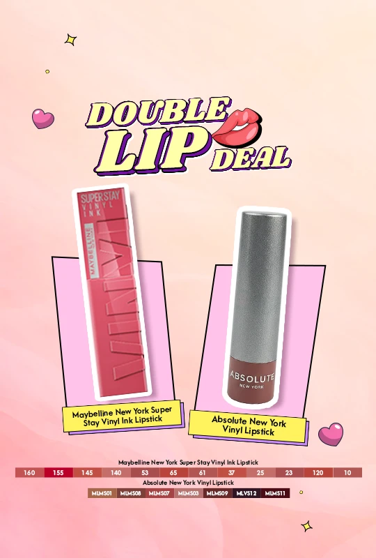 Maybelline New York Super Stay Vinyl Ink Lipstick Rogue -145 + Absolute New York Vinyl Lipstick